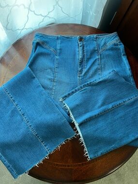 Sneak Peek Jeans Size 15 High Rise Wide Leg Fringe Hem Y2K Trend 32 Waist